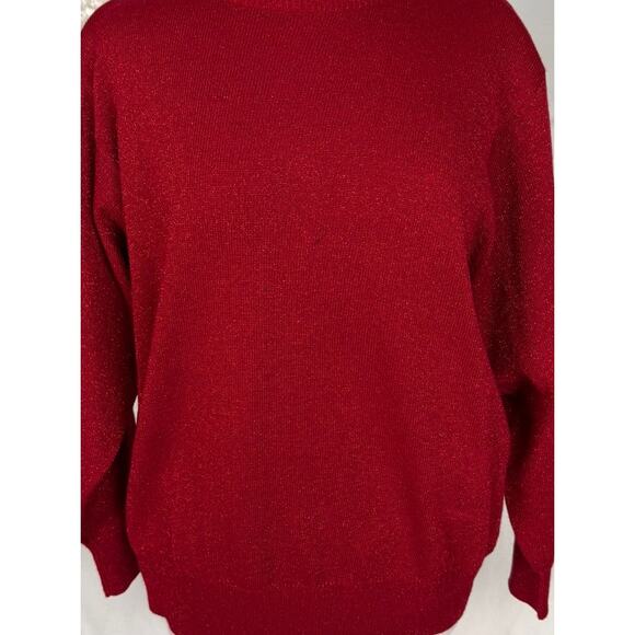 Dressbarn Red Metallic Mock Neck Sweater Large 14/16 Acrylic Polyester - Picture 2 of 7
